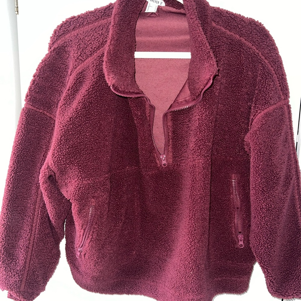Forever 21 Deep Red Fleece Pullover